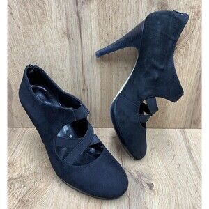 Franco Sarto Women's Network Heels Black Suede 4 Inch Shoes Size 10M